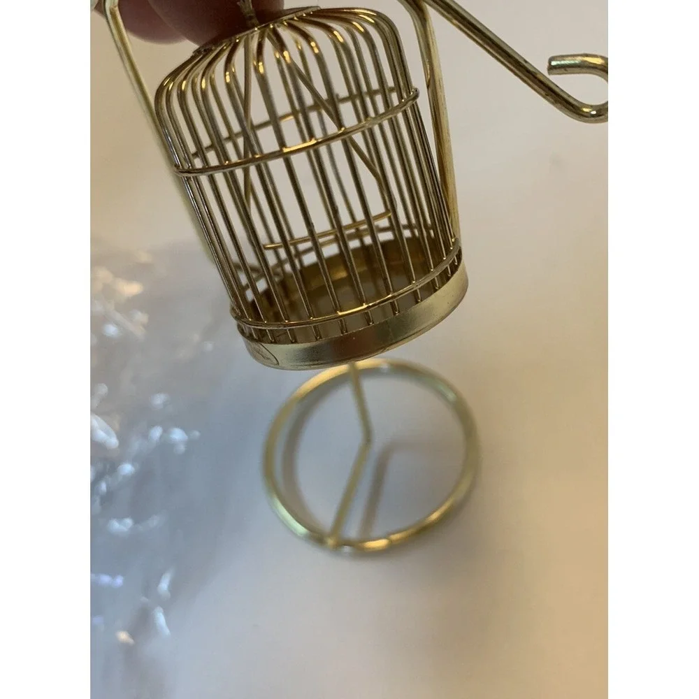 Vintage Dollhouse Gold Brass Standing Bird Cage Made In Taiwan -NEW